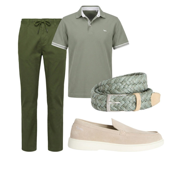 Outfit uomo - Total look #2426980. Stile Trendy per Tutti i giorni. Abbinamento con scarpe stringate, pantaloni, cinture, polo.