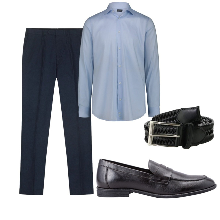 Outfit uomo - Total look #2426993. Stile Business/Elegante per Ufficio. Abbinamento con camicie, pantaloni, scarpe stringate, cinture.