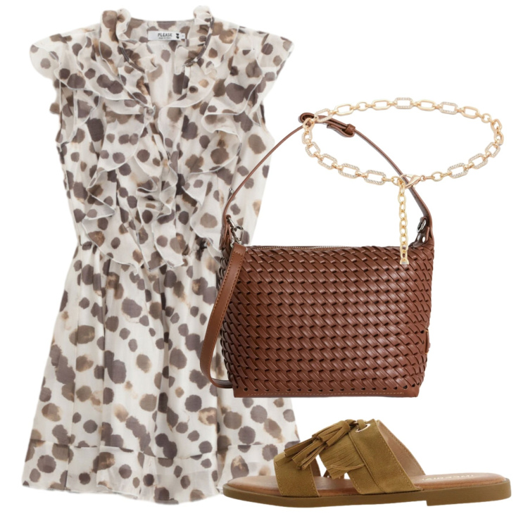 Outfit donna - June. Stile Chic per Tutti i giorni. Abbinamento con cinture, sandali, vestiti lunghi, borse a spalla.