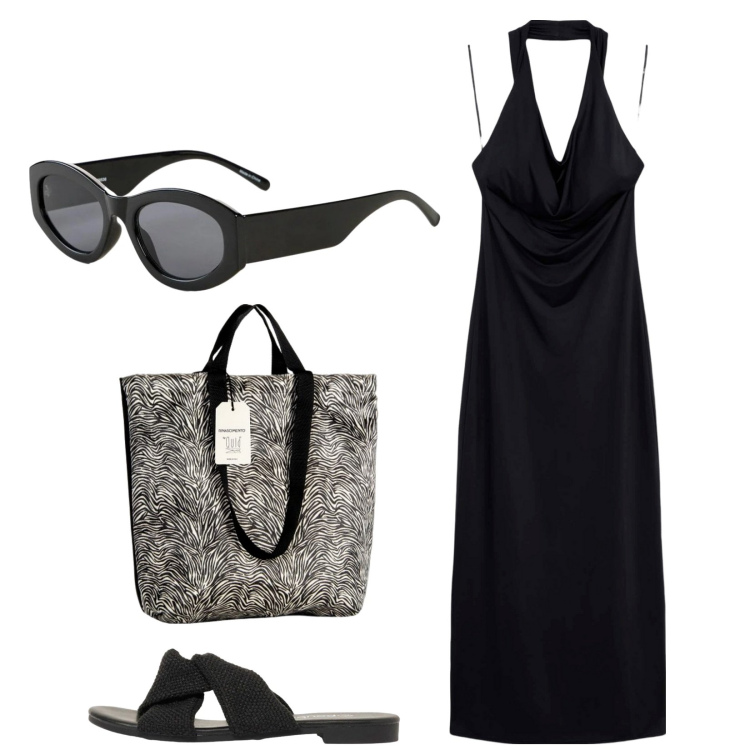 Outfit donna - Total look #2427052. Stile Casual chic per Tutti i giorni. Abbinamento con sandali, occhiali da sole, vestiti lunghi, borse tote.