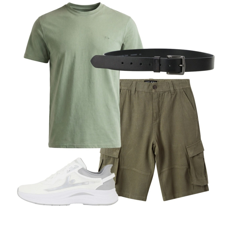 Outfit uomo - Bermuda. Stile Casual per Tutti i giorni. Abbinamento con t-shirt, bermuda, sneakers, cinture.