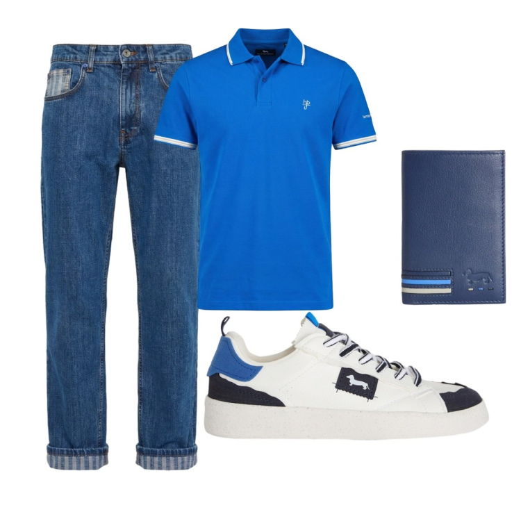 Outfit uomo - Total look #2427163. Stile Casual per Tutti i giorni. Abbinamento con sneakers, portafogli, polo, jeans.