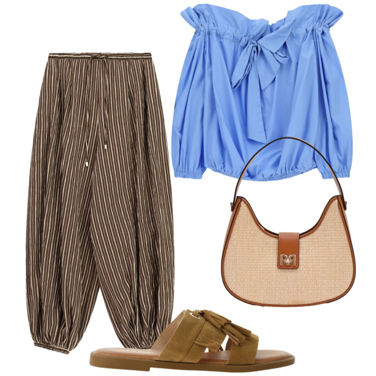 Outfit donna - Total look #2427183. Stile Basic per Tutti i giorni. Abbinamento con borse a spalla, sandali, bluse, pantaloni a palazzo.