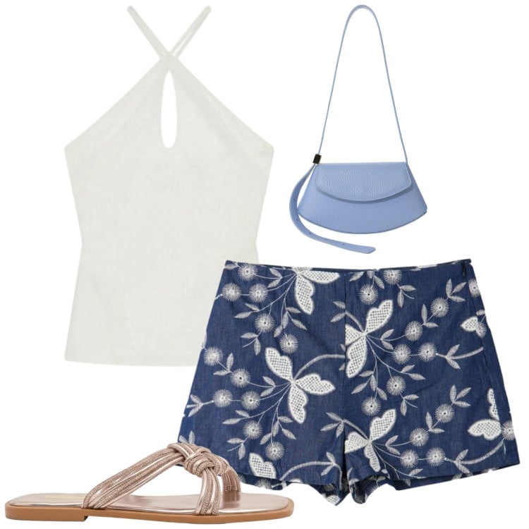 Outfit donna - Total look #2427245. Stile Casual per Tutti i giorni. Abbinamento con shorts, sandali, borse a spalla, top.