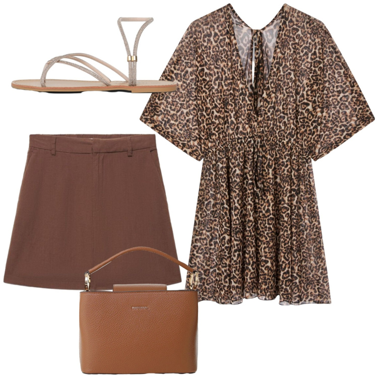 Outfit donna - Chic. Stile Chic per Tutti i giorni. Abbinamento con sandali, shorts, vestiti da spiaggia, borse a secchiello.