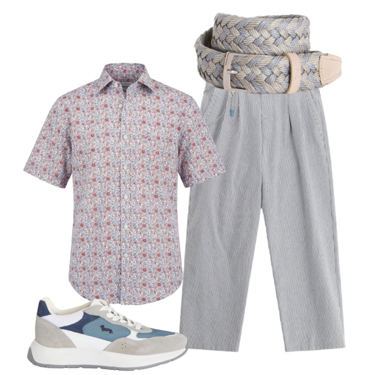 Outfit uomo - Total look #2427321. Stile Trendy per Tutti i giorni. Abbinamento con sneakers, camicie a manica corta, cinture, pantaloni.