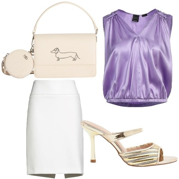 Outfit donna - casual. Stile Bon Ton per Serata fuori. Abbinamento con minigonne, top, sabot, borse a tracolla.
