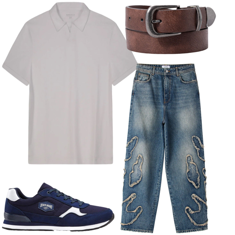 Outfit uomo - Total look #2427385. Stile Casual per Tutti i giorni. Abbinamento con sneakers, jeans, polo, cinture.