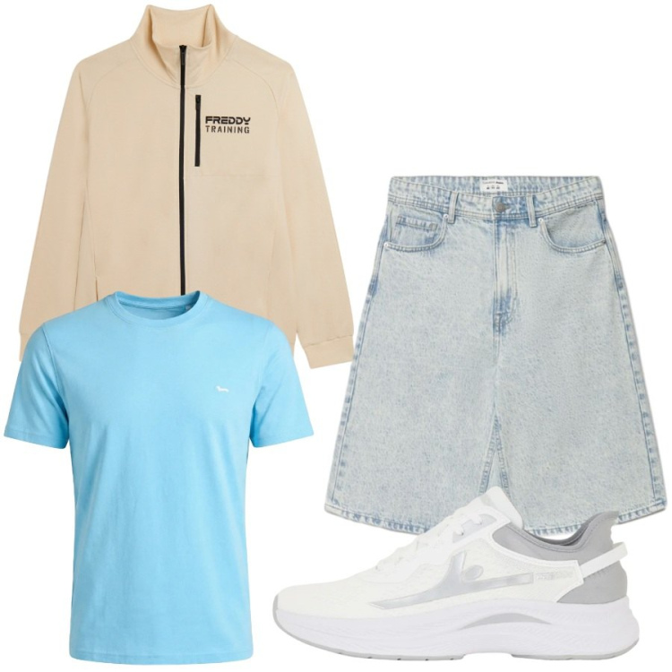 Outfit uomo - Total look #2427388. Stile Casual per Tutti i giorni. Abbinamento con t-shirt, shorts, sneakers, felpe.