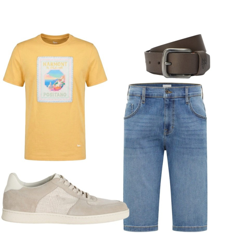 Outfit uomo - Total look #2427393. Stile Casual per Tutti i giorni. Abbinamento con bermuda, sneakers, t-shirt, cinture.
