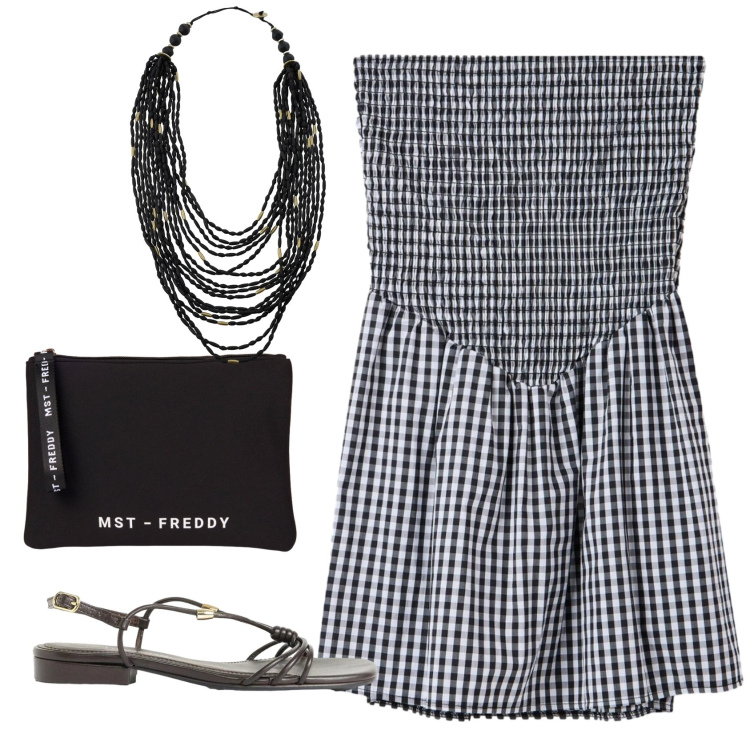 Outfit donna - Total look #2427396. Stile Basic per Mare. Abbinamento con sandali, vestiti, pochette, collane.