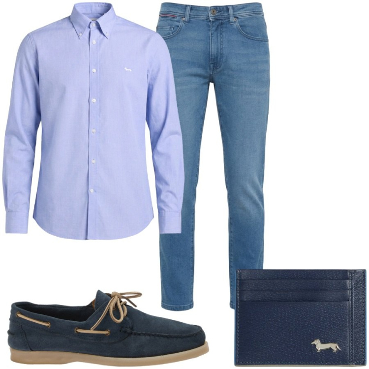 Outfit uomo - Total look #2427398. Stile Trendy per Tutti i giorni. Abbinamento con portafogli, scarpe stringate, jeans slim fit, camicie.