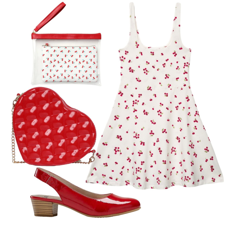 Outfit donna - Total look #2427417. Stile Romantica per Mare. Abbinamento con décolleté, borse a tracolla, pochette, vestiti corti.