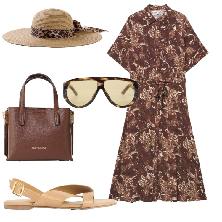 Outfit donna - Total look #2427418. Stile Basic per Tutti i giorni. Abbinamento con sandali, cappelli, vestiti chemisier, borse a tracolla, occhiali da sole.