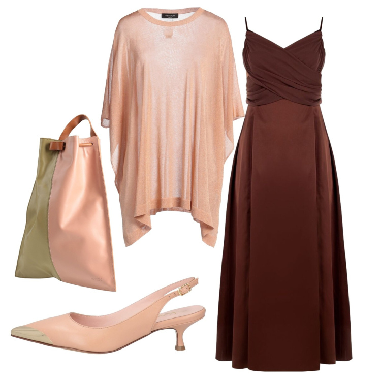 Outfit donna - Total look #2427428. Stile Chic per Cerimonia. Abbinamento con zaini, décolleté, cappotti, vestiti lunghi.