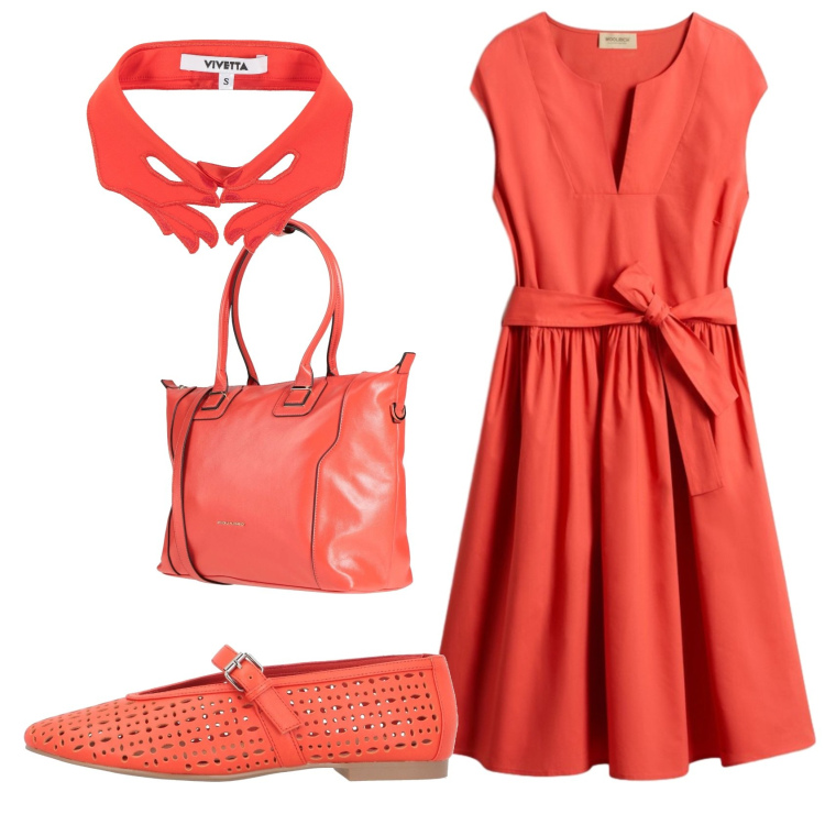 Outfit donna - Total look #2427431. Stile Trendy per Ufficio. Abbinamento con sciarpe, zaini, ballerine, vestiti corti.