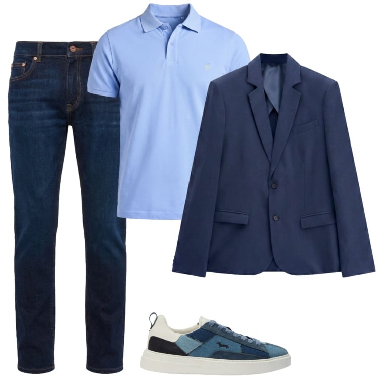 Outfit uomo - Young businessman. Stile Casual per Ufficio. Abbinamento con jeans, polo, sneakers, giacche.