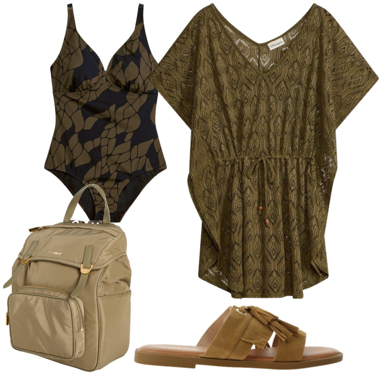 Outfit donna - Total look #2427486. Stile Basic per Mare. Abbinamento con zaini, vestiti da spiaggia, costumi interi, sandali.