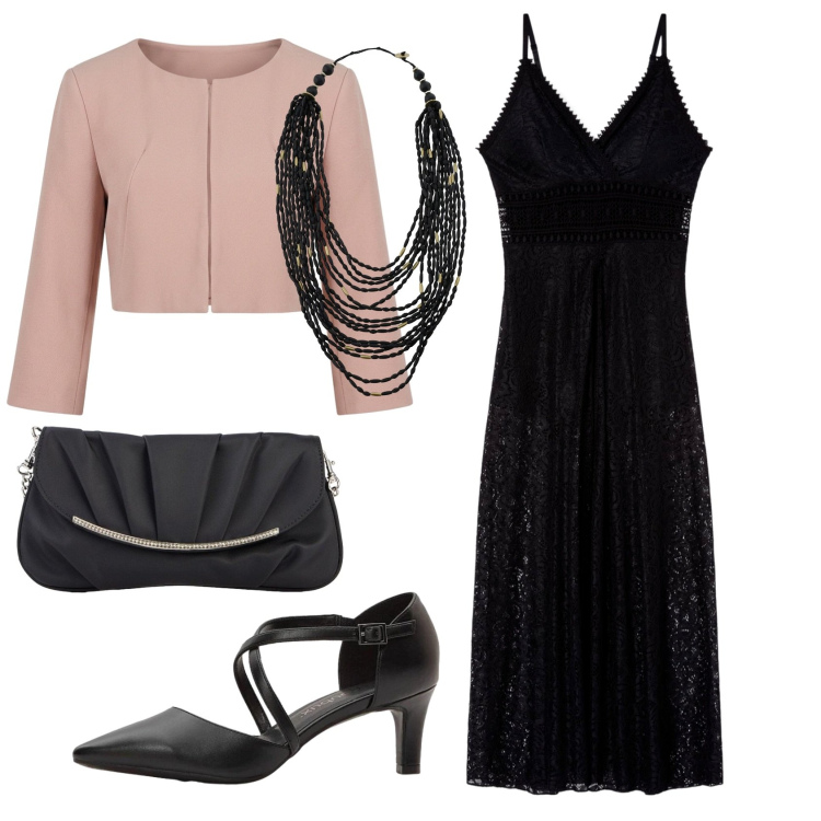 Outfit donna - Total look #2427492. Stile Chic per Cerimonia. Abbinamento con décolleté, clutch, vestiti lunghi, bolero, collane.