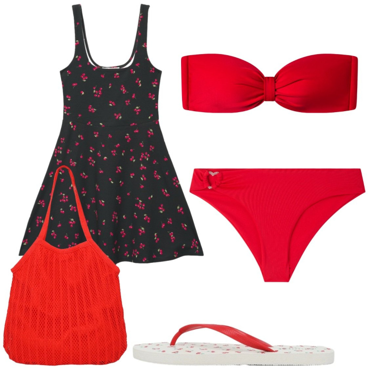 Outfit donna - Da Terranova trovo sempre tutto. Stile Chic per Mare. Abbinamento con bikini, infradito, bikini, shopping bag, vestiti corti.