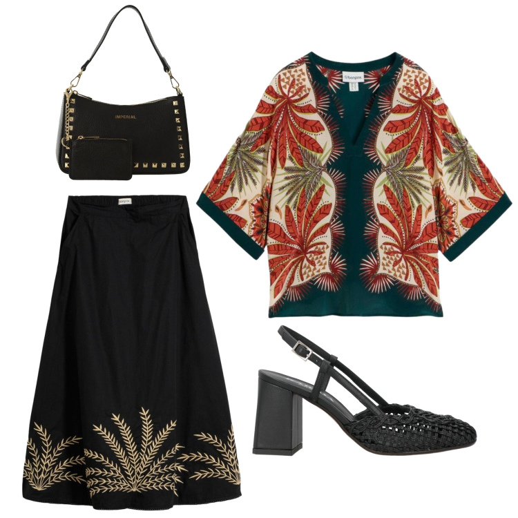 Outfit donna - Tunica in seta. Stile Bon Ton per Serata fuori. Abbinamento con décolleté, gonne lunghe, tuniche, borse a spalla.