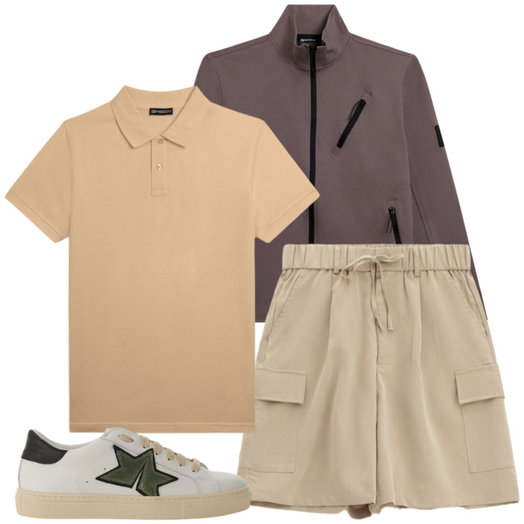 Outfit uomo - Total look #2427524. Stile Casual per Tutti i giorni. Abbinamento con felpe, polo, bermuda, sneakers.