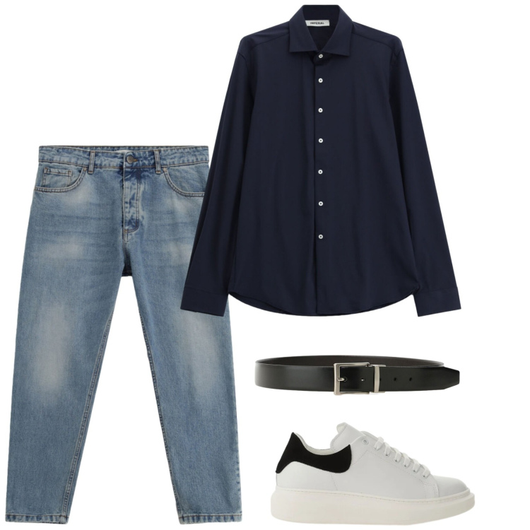Outfit uomo - Jeans e camicia. Stile Casual per Tutti i giorni. Abbinamento con jeans, sneakers, camicie, cinture.