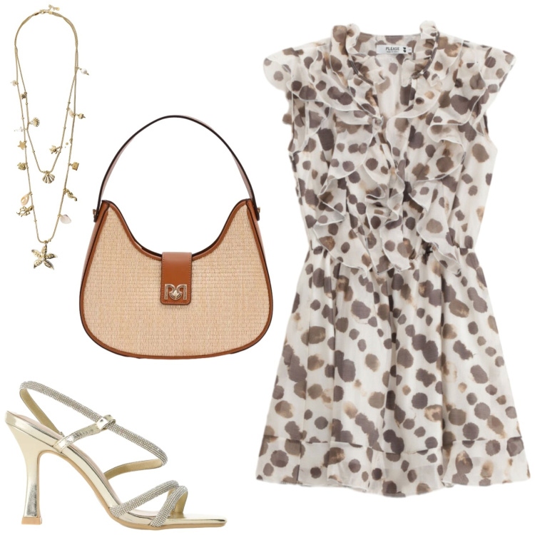 Outfit donna - Serata fuori. Stile Sexy per Serata fuori. Abbinamento con vestiti lunghi, borse a spalla, sandali col tacco, collane.