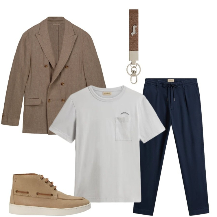 Outfit uomo - Total look #2427636. Stile Trendy per Tutti i giorni. Abbinamento con portachiavi, stivali e stivaletti, pantaloni, t-shirt, giacche.