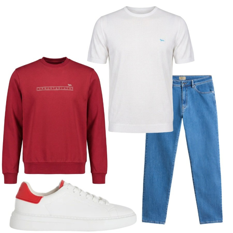 Outfit uomo - Total look #2427638. Stile Casual per Tutti i giorni. Abbinamento con felpe, sneakers, t-shirt, pantaloni.