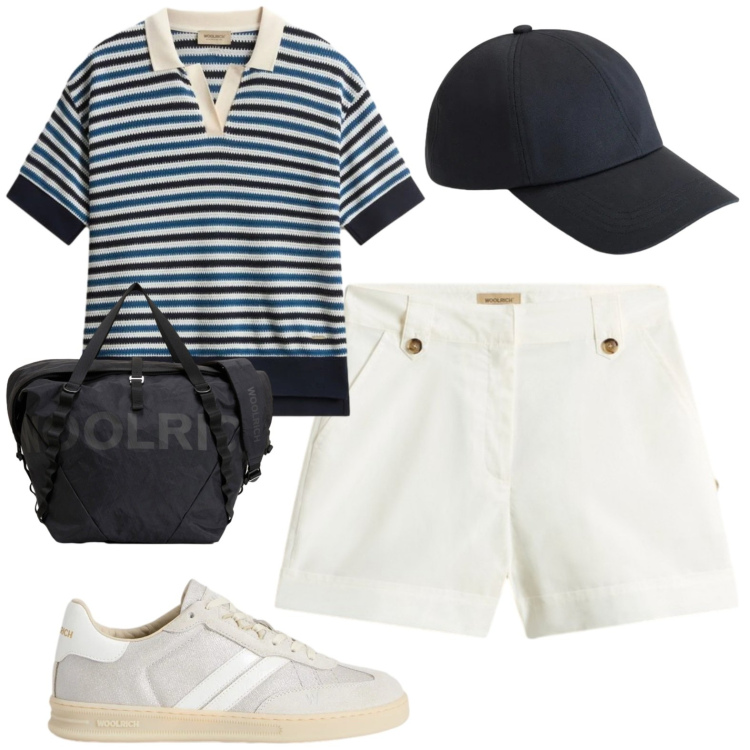 Outfit donna - Total look #2427650. Stile Casual per Sport. Abbinamento con borse sportive, cappelli, pantaloni corti, sneakers, polo.