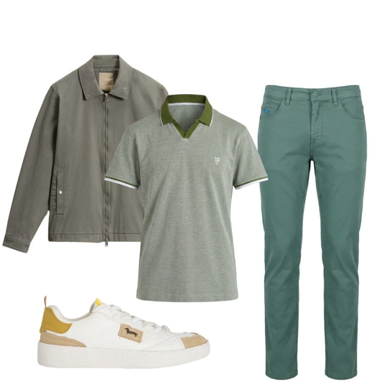 Outfit uomo - Total look #2427652. Stile Trendy per Ufficio. Abbinamento con sneakers, pantaloni, polo, cappotti.
