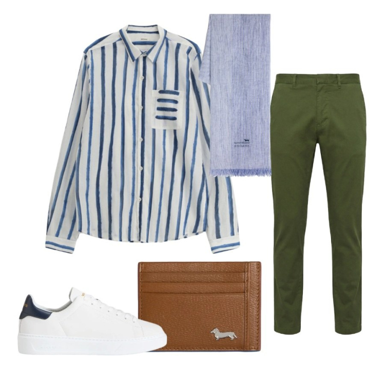 Outfit uomo - Total look #2427656. Stile Urban per Tutti i giorni. Abbinamento con portafogli, sciarpe, pantaloni, sneakers, camicie.