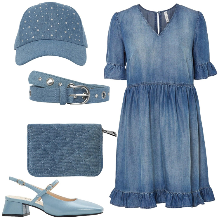 Outfit donna - Total look #2427670. Stile Trendy per Ufficio. Abbinamento con vestiti, décolleté, portafogli, cinture, cappelli.