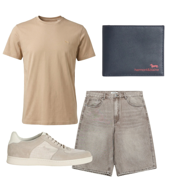 Outfit uomo - Bermuda. Stile Casual per Tutti i giorni. Abbinamento con t-shirt, sneakers, portafogli, bermuda.