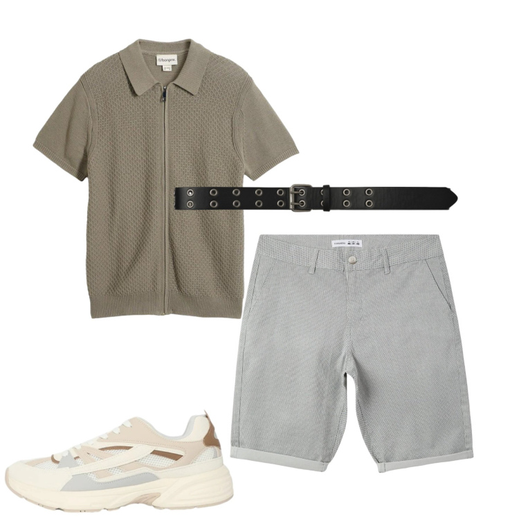 Outfit uomo - Casual mood. Stile Casual per Tutti i giorni. Abbinamento con polo, pantaloni corti, sneakers, cinture.