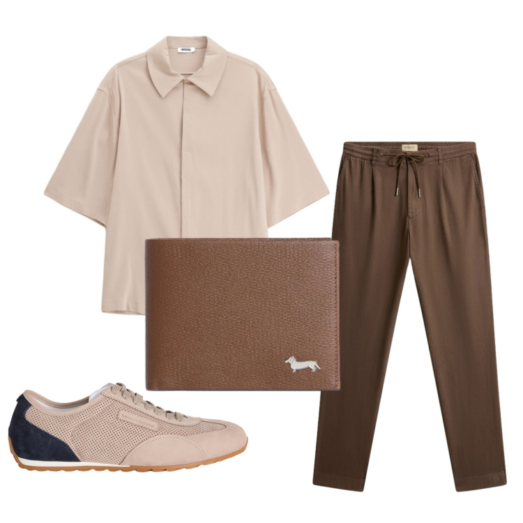 Outfit uomo - Harmont. Stile Casual per Tutti i giorni. Abbinamento con sneakers, portafogli, pantaloni, camicie a manica corta.