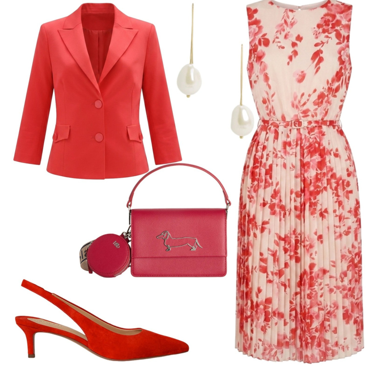 Outfit donna - Total look #2427790. Stile Chic per Serata fuori. Abbinamento con borse a tracolla, décolleté, orecchini, vestiti midi/longuette, blazer.
