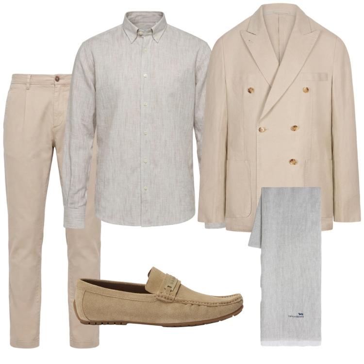 Outfit uomo - Il completo in lino. Stile Business/Elegante per Cerimonia. Abbinamento con pantaloni, scarpe stringate, sciarpe, camicie, giacche.