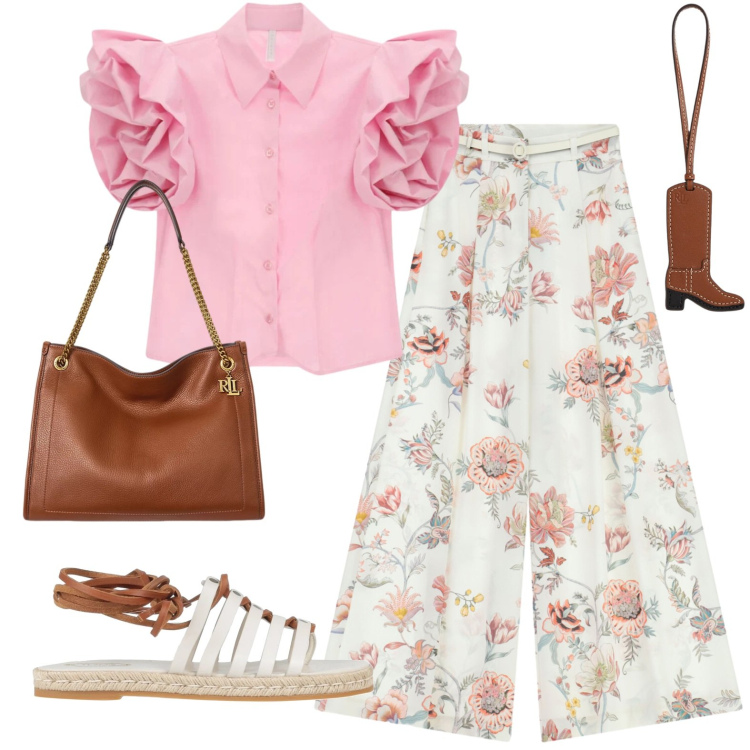Outfit donna - Total look #2428057. Stile Casual per Tutti i giorni. Abbinamento con espadrillas, camicie a manica corta, pantaloni a palazzo, ciondoli, borse tote.