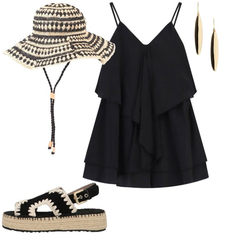 Outfit donna - Total look #2428063. Stile Romantica per Tutti i giorni. Abbinamento con cappelli, espadrillas, vestiti corti, orecchini.