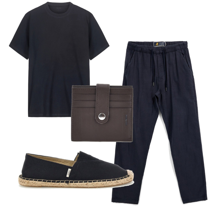 Outfit uomo - Total look #2428078. Stile Casual per Tutti i giorni. Abbinamento con t-shirt, portafogli, pantaloni, espadrillas.