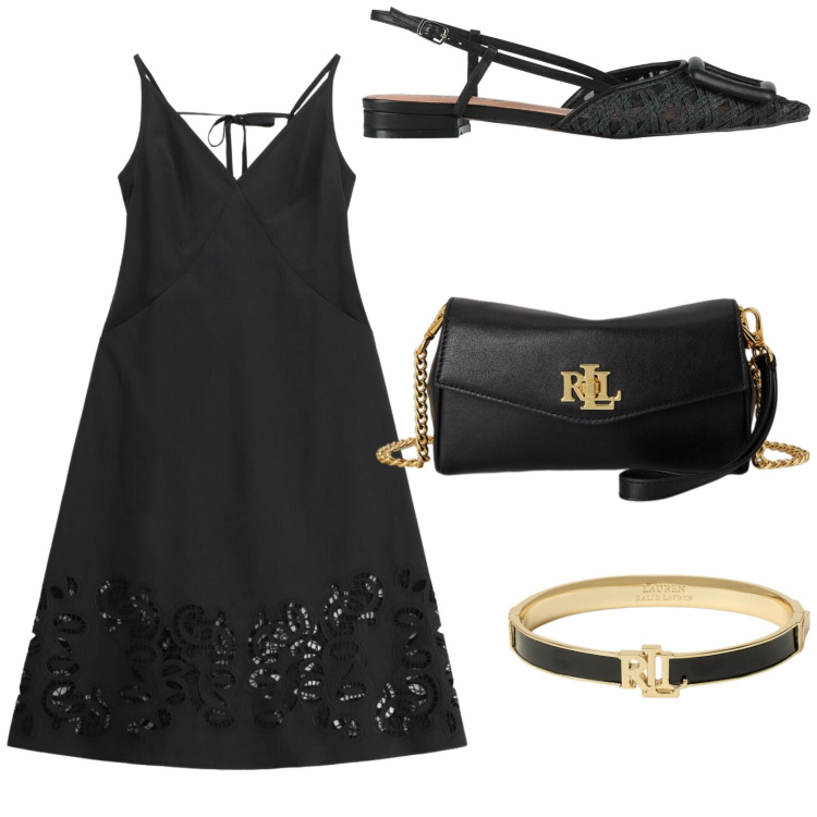 Outfit donna - L\' abitino romantico. Stile Chic per Tutti i giorni. Abbinamento con ballerine, braccialetti, portafogli, vestiti midi/longuette.
