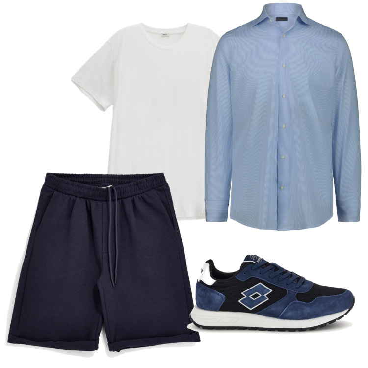 Outfit uomo - Camicia e t-shirt. Stile Trendy per Tutti i giorni. Abbinamento con camicie, t-shirt, bermuda, sneakers.