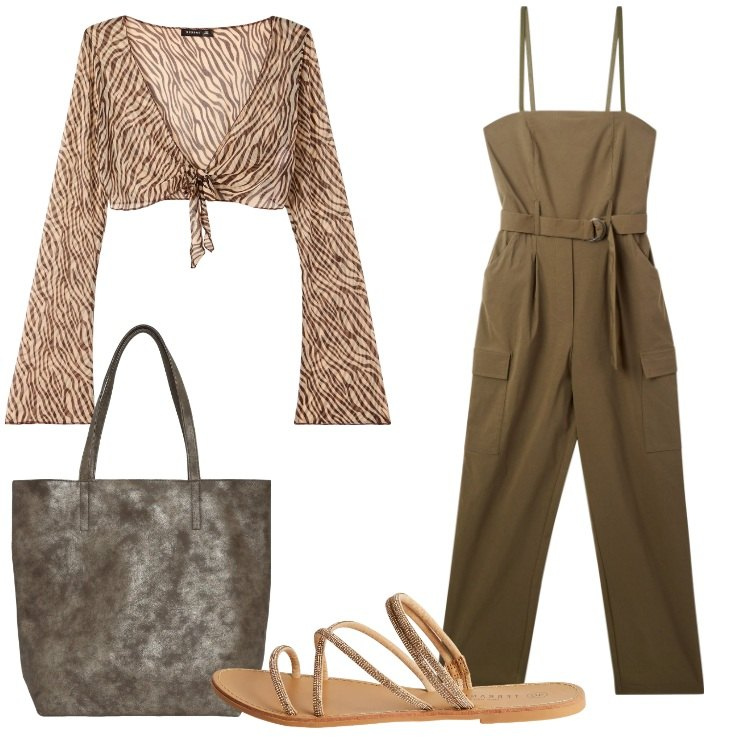 Outfit donna - Terranova - Summer Essentials. Stile Trendy per Tutti i giorni. Abbinamento con shopping bag, tute, blazer, sandali.