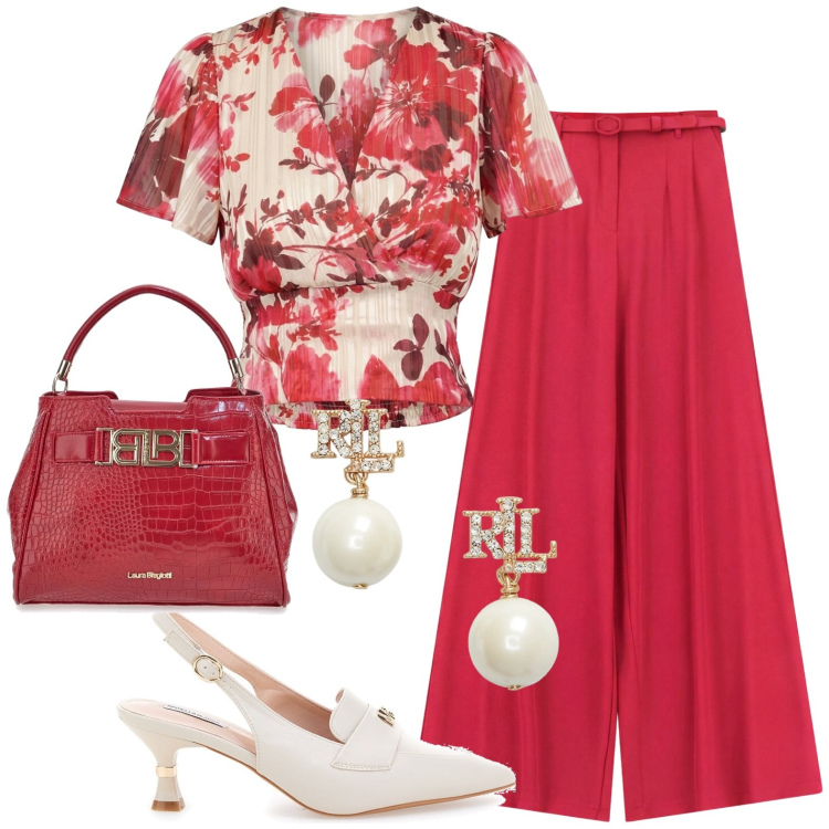 Outfit donna - Total look #2428396. Stile Casual chic per Serata fuori. Abbinamento con pantaloni a palazzo, top, orecchini, décolleté, borse a mano.
