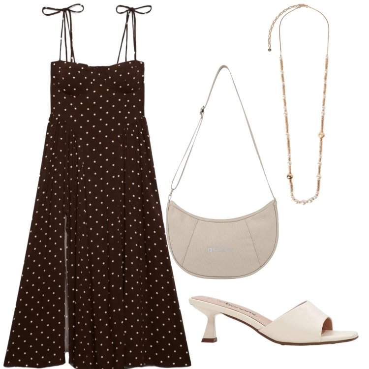 Outfit donna - Total look #2428455. Stile Bon Ton per Cerimonia. Abbinamento con sandali, vestiti lunghi, collane, borse a spalla.