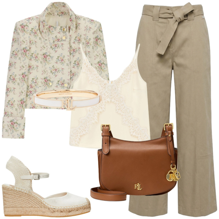 Outfit donna - Le fresche sere d\'estate. Stile Casual per Tutti i giorni. Abbinamento con pantaloni, cappotti, canottiere, espadrillas, borse a tracolla, braccialetti.