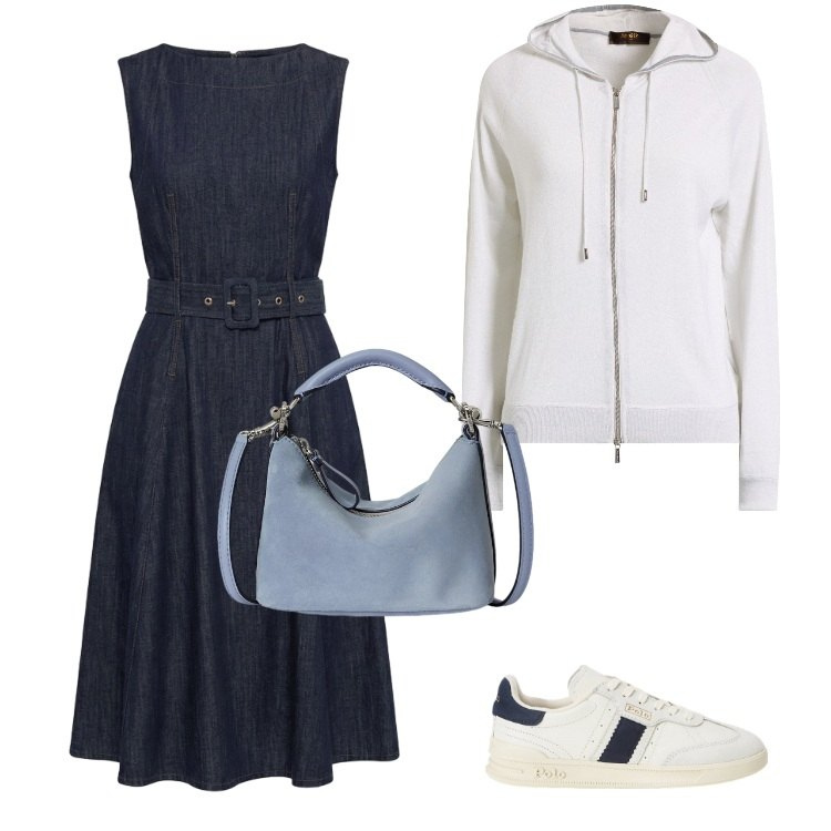 Outfit donna - Total look #2428511. Stile Casual per Tutti i giorni. Abbinamento con cardigans, vestiti, sneakers, borse a spalla.