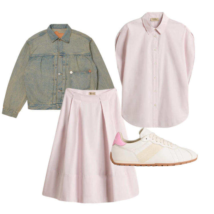 Outfit donna - Luglio. Stile Casual chic per Tutti i giorni. Abbinamento con sneakers, gonne lunghe, cappotti, bluse.
